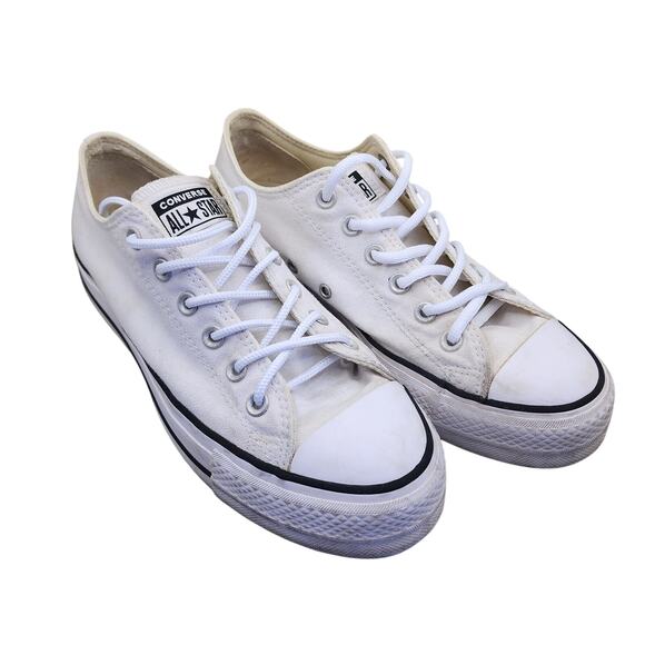 Converse Chuck Taylor All Star Lift Low White Size 9 woman used - Picture 1 of 8